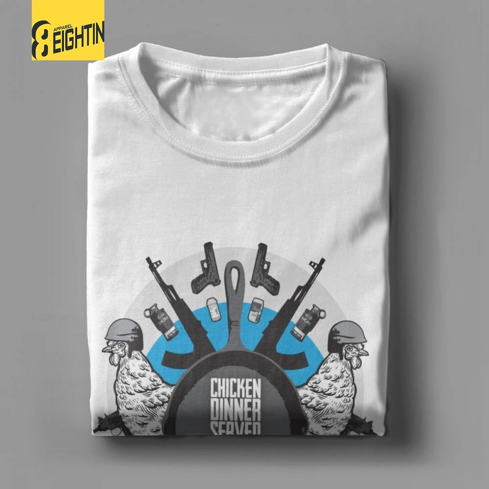 PUBG Serve Your Chicken Dinner T-Shirt Winner белая мужская одежда футболки с короткими рукавами футболка с круглым вырезом из хлопка