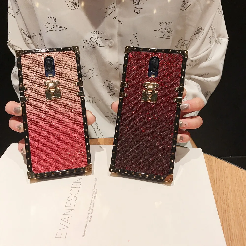 

Luxury fashion glitter pink color square protective shell crystal case For iPhone 11 Pro Max XR XS Max XS 7 8 plus 6 6s 6splus