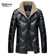 Winter New Style Men's Fashion Wool Collar Down Jacket High Quality White Duck Down Slim Jacket Men's Warm Down Jacket