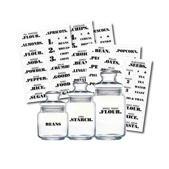 

Practical 132pcs/6 Sheets Transparent Waterproof Various Shapes Kitchen Jars Bottle Pantry Food Storage Container Labels Sticker