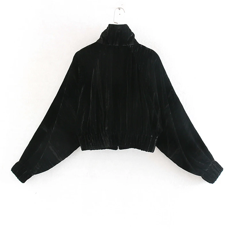 RR Turtleneck Short Jackets Women Fashion Solid Velvet Coats Women Elegant Zipper Long Sleeve Jackets Female Ladies JV