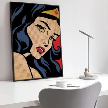 

Home decoration Superman-Wonder Woman pop art oil paintings on canvas painting art gift for friends no framed P-501