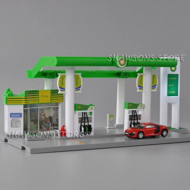 Газовая АЗС автосервис Playset с 1: 64 Литой автомобиль модель миниатюрная Игрушечная копия