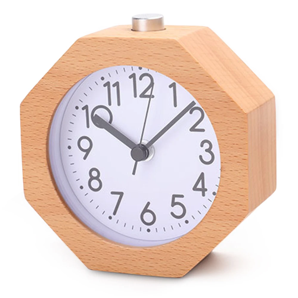 

2019 New Creative Round Wooden Alarm Clock Digital No Ticking Silent Snooze Backlight Alarm Clock Bedroom Desktop Home