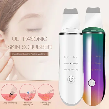 

Rechargeable Ultrasonic Ion Face Skin Scrubber Facial Cleaner Cleansing Spatula Peeling Vibration Blackhead Removal Exfoliating