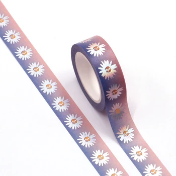 

1PC 15MM*10M Gold Foil Follwers Designs Washi Tape Wide Sticky Adhesive Tape Scrapbooking Album DIY Decorative Paper Tape