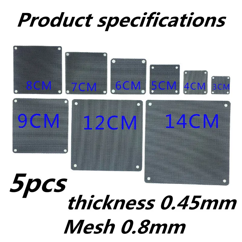 5PCS 80mm 90mm 120mm 140mm Computer PC Case Cooling Fan Dust Filter Mesh Net Cover Computer Guard PVC Cooling Fan Antidust Net