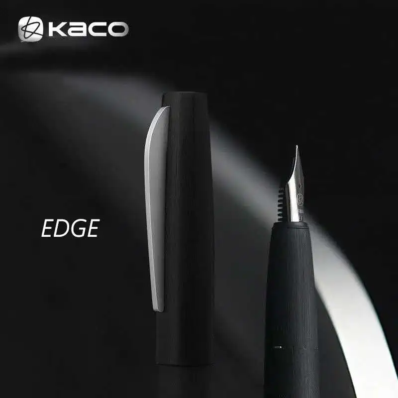 Ручка перьевая KACO EDGE черная матовая металлическая чернильная ручка с перьевым