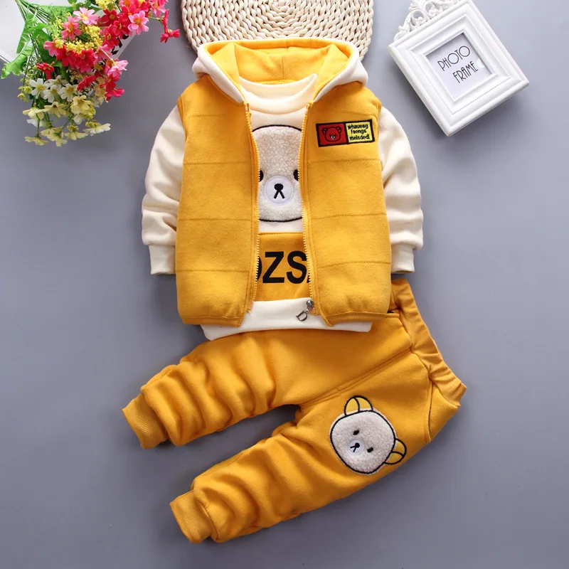 Conjunto de Algodão Urso dos Desenhos Camisola do Bebê Crianças com Capuz Melario Bebê Meninos Roupas Terno Quente Animados Impressão Acolchoado Meninas 21 acolchoado camisola do bebê meninas roupas crianças com capuz