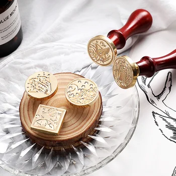 

Christmas Brass Head Sealing Wax Stamp Retro Wooden Handle Stamps Replace Copper Head DIY Invitation Envelope Scrapbooking Stamp