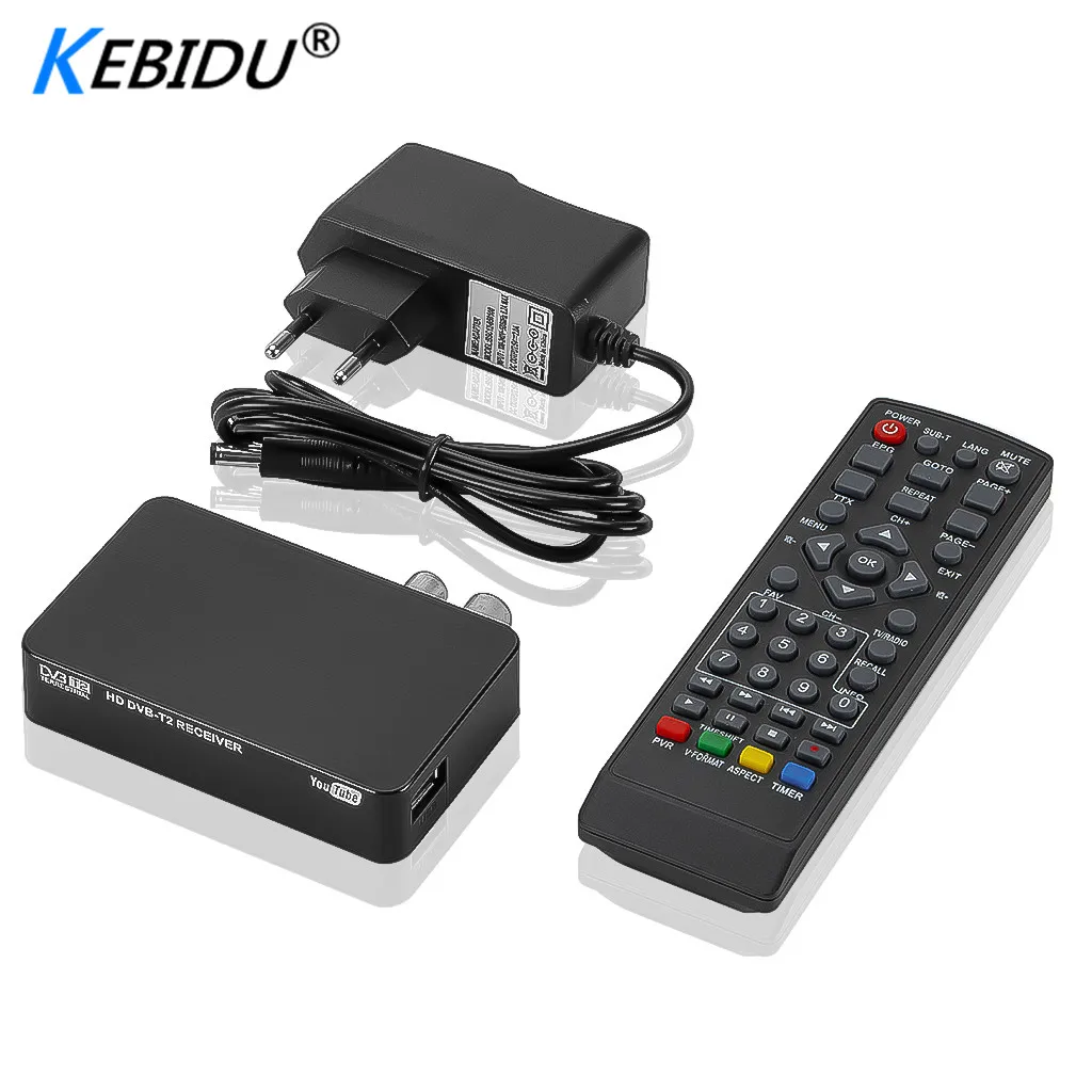 Kebidu DVB T2 HDMI HD 1080P тюнер приемник спутниковый декодер ТВ коробка ТВ тюнер USB2.0 Встроенный Русский Руководство для монитора адаптер