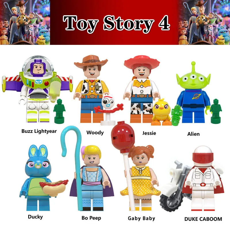 

Legoinglys Toy Story 4 8pcs Building Block Woody Buzz Lightyear Jessie Forky Brick Figure Collectible Doll Toys for Children