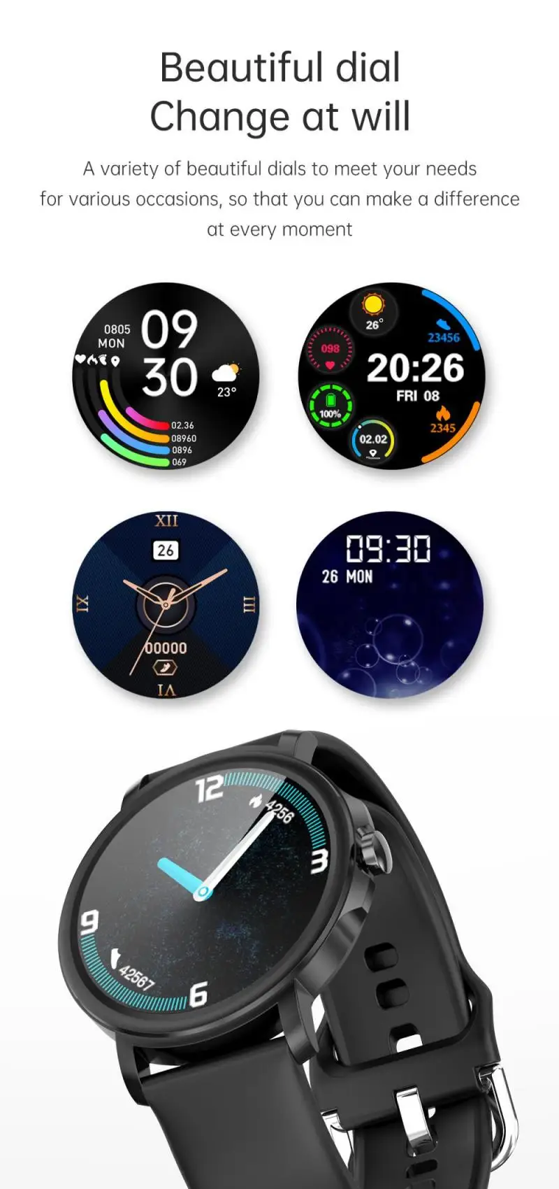Completo em Tempo Previsão do Tempo Atividade à Prova Monitor de Freqüência Relógio Inteligente Feminino Toque Real Dwaterproof Água Rastreador Cardíaca Esportes Masculino Smartver 8 Cheap Relógios inteligentes