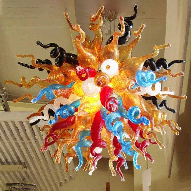 

Living Room LED Pendant Lamps Colorful Hand Blown Glass Chandelier Art Decor Light 28 Inches
