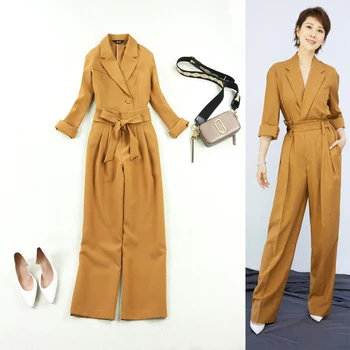 

European and American brands with models large size women's Spring and Autumn new Slim waist pants suit suit