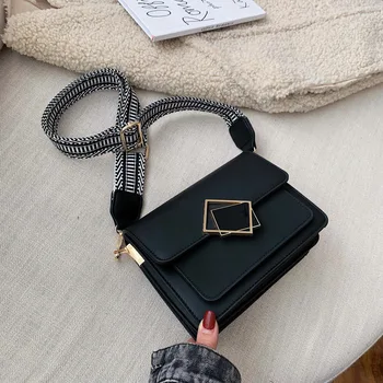 

2021 Luxury Women Handbag Leather Female Simple Small Crossbody Bag Single Shoulder Wide Strap Special Lock Handbags Designer