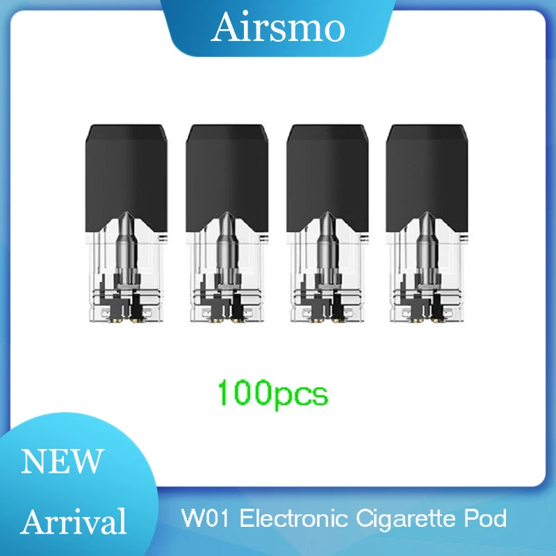 

100 pcs W01 Electronic Cigarette Pod Cartridge Replacement Vape Atomizer For Vape Kit 1.8 ohm 0.7ml Capacity For JUUL Vape Mod