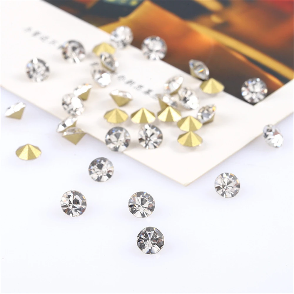 

White Clear Point Back Rhinestones SS3-SS30 Glass Round Crystal 3D Nail Art Strass Crystal Stones For DIY Manicure Decoration