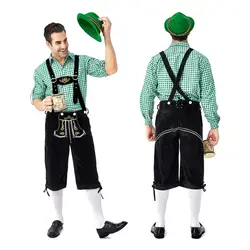 Мужской Карнавальный костюм для Октоберфеста, Германия, баварский бармен, косплей официантки, клетчатая рубашка, сценическое шоу, модные