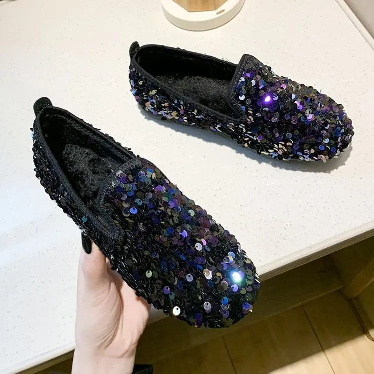 

Moccosins Children 2019 Autumn New Style Versatile Sequin Online Celebrity Single Shoes Women Flat Fairy-Style Low-Cut Late Late