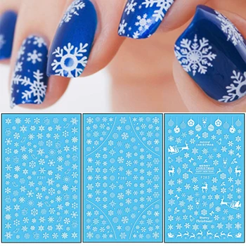 

1 Pcs 3D Nail Sticker Christmas Theme Pattern Mixed Deer/Snowflake Image Tips Nail DIY Decoration Sticker Decal LAF281-284