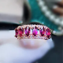  Per jewelry Natural real pyrope ring Free shipping  3*6mm 0.25ct*6pcs gemstone 925 sterling silver Fine jewelry J211255 