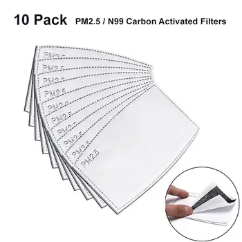 

10Pcs PM2.5 Child Kids 5 Layers Mouth Mask Replaceable Activated Carbon Filter Windproof, dustproof and anti-spitting