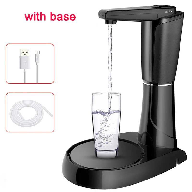 with base Usb зарядка Электрический Автоматический водяной насос диспенсер бутылка беспроводной портативный мини-дозатор питьевой воды насос для дома - Цвет: with base
