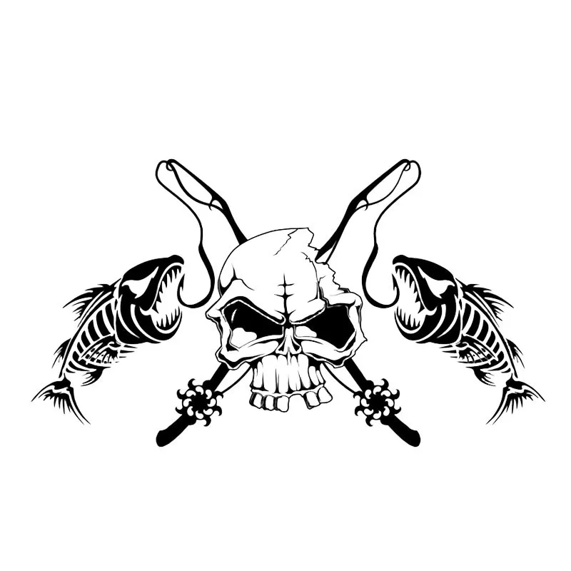 

Hot Reflective Skull Fishing Rod Car Stickers Styling Motorcycles Bumper Window Cover Scratches Decal Car Accessories KK18*10cm