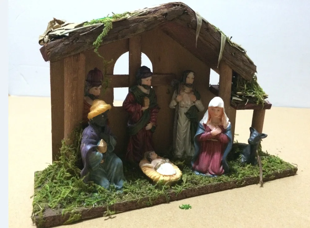 Деревянный дом Иисус Христос, ребенок, девственница, Джозеф рождественские ясли группа украшения подарок