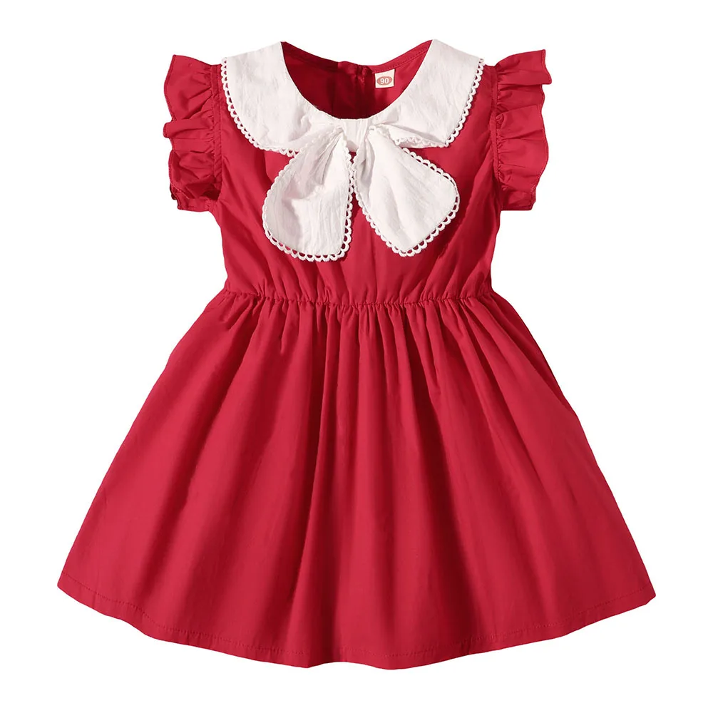 

Peter Pan Collar Christmas Girl Dress Summer Girls Clothing Princess Dress For Kids Sundress Elegant vestidos Baby Girls Clothes