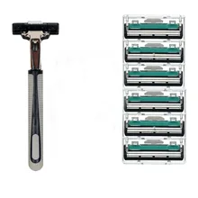 2 Layers 6pcs Shaving Machine Safety Razor Blades Manual Shaving Face Care Beard Hair Remover