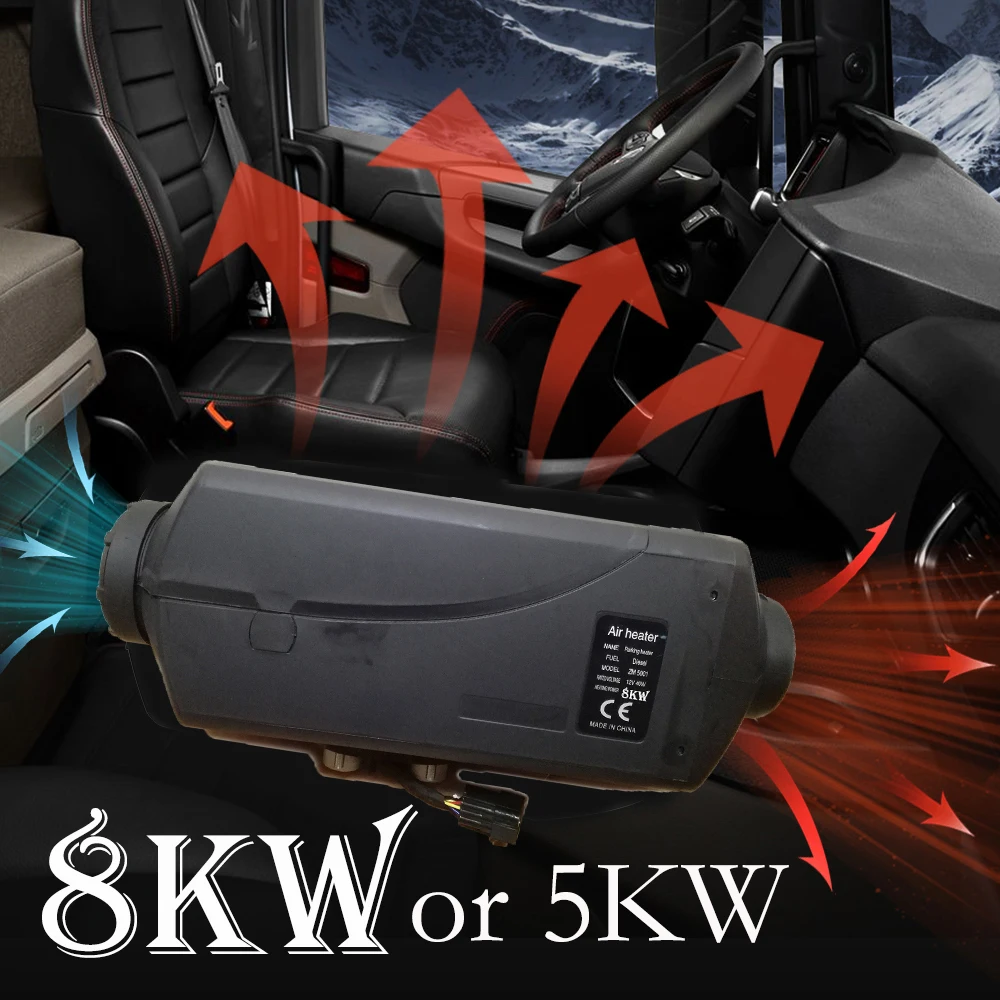 58KWAirHeater12VParkingHeaterRedShellLCDDisplayCarHeater