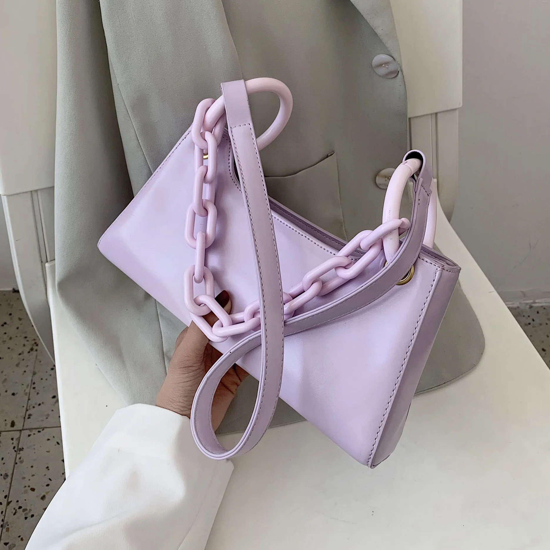 Женские сумки с подмышками из искусственной кожи однотонные маленькие ярких