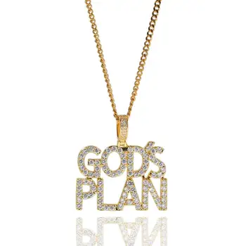

Hip Hop Paved AAA Cubic Zirconia Iced Out Bling Gold Silver Color GODSPLAN Letter Pendants Necklace for Men Women Rapper Jewelry