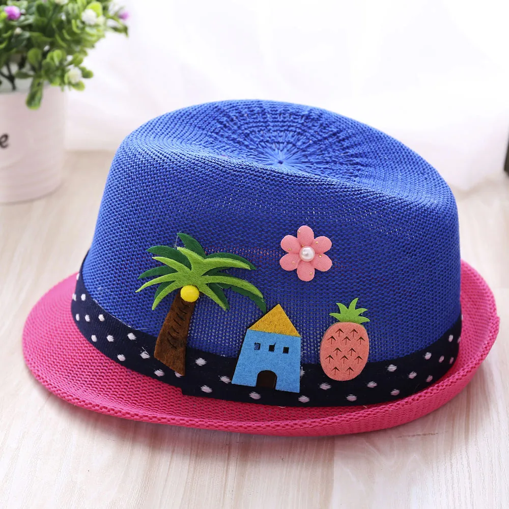 Boys and girls jazz hat embroidered coconut tree Toddler Infant Sun Cap Outdoor Baby Girls/Boys Hat Jazz Cap For Baby 