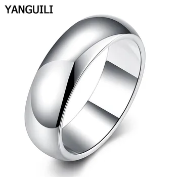 

2020 New Simple 925 Sterling Silver Rings Fashion Smooth Round Finger Rings Size 5 6 7 8 9 10 Jewelry Accessories