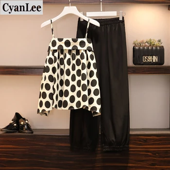 

plus size Summer casual 2 pieces Tracksuit Women sleeveless slash neck Top and Long Pants set Vintage Two Piece Set outfits 5XL