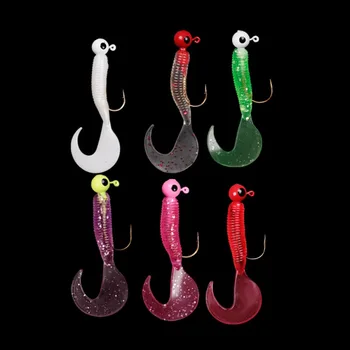 

17Pcs/set Fishing Lure Soft Grub Lead Jig Head Hook Grub Worm Soft Fishing Baits Silicone Artificial Bait Kit Fishing Tackle