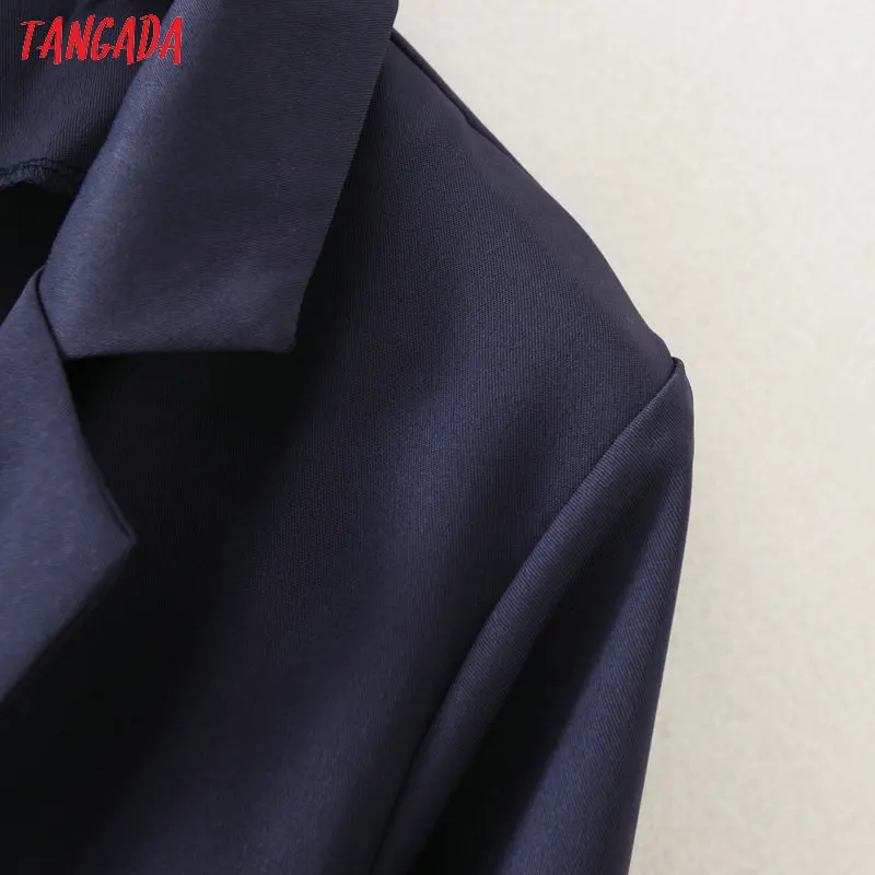 Tangada korean style women fashion stripe patchwork blazer pocket elegant office lady work blazer suit 7Y02