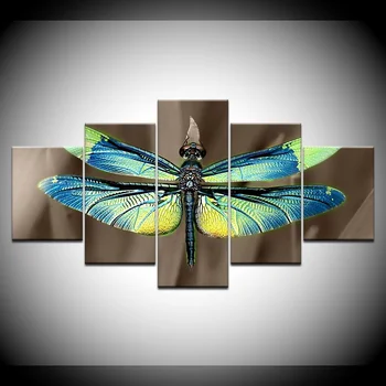 

HD Printed 5 Pieces Insect Color Dragonfly Modern Pictures Canvas Modular Paintings Decor Living Room Wall Home Art Poster Frame
