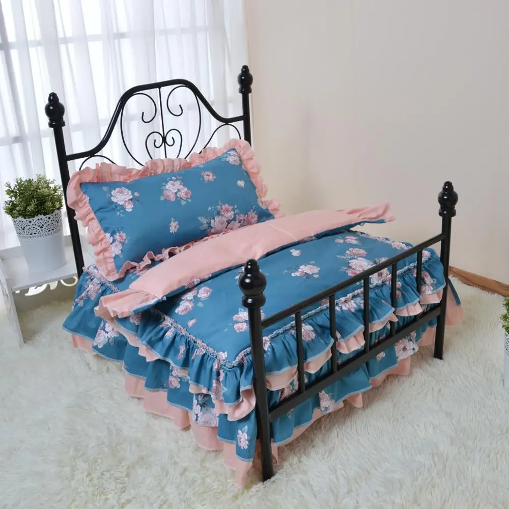 

Black pet wrought iron bed dog's iron bracket bed with free bedding