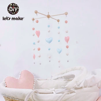 

1 Pc Baby Mobile Toys Heart Crib Mobile Pink Sky Blue White Felt Balls Crochet Balls Baby Shower Gift Decor Home Decor Ornaments