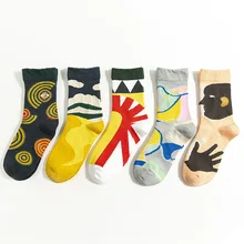 Женские носки из чесаного хлопка в Корейском стиле, дизайн, художественный элемент, забавные носки Ins,, уличная одежда, Meias