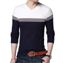 Aliexpress - 2021 Autumn Winter Black red white Slim V-Neck Men Sweaters Long sleeve Patchwork fashion Oversized Pullover Knitted Men Sweater