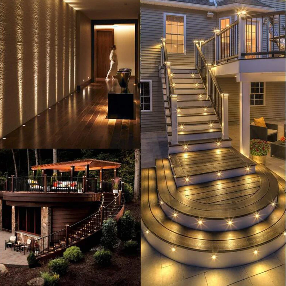 LED Deck Light IP67 Waterproof Stainless Steel Recessed Garden Stair Underground Bulb Lamp 32mm Deck Post Light Wall Spotlight