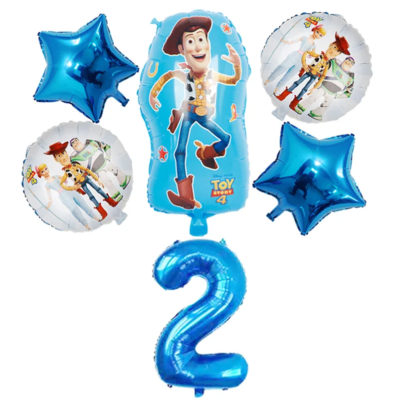 1 компл. globos История Игрушек 4 Вуди Базз Лайтер фольгированные шары 32 дюймов номер для новорожденных мальчиков голубой воздушные шары День рождения Декор детские игрушки - Цвет: Woody white 2
