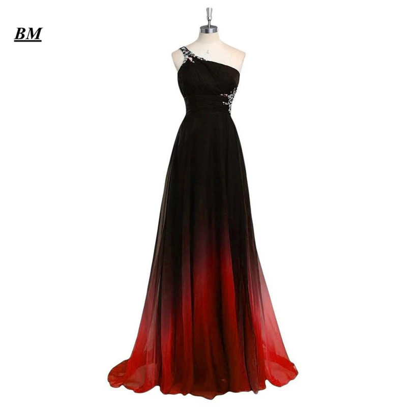 

2019 Elegant A-line Ombre Prom Dresses Chiffon Beading Long Gradient Formal Evening Dress Party Gown Vestidos De Gala BM113