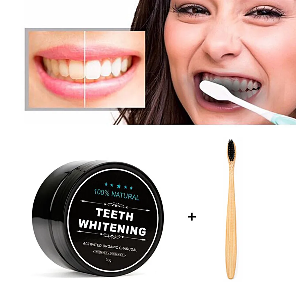 

30g 1set Teeth Whitening Oral Care Charcoal Powder Brush Natural Activated Bamboo Charcoal Teeth Whitener Powder Oral Hygiene