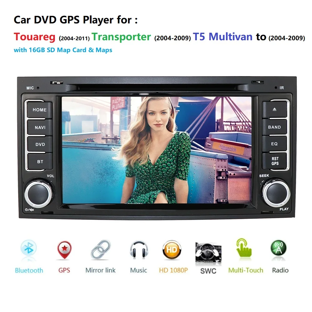 

7inch 2din Car stereo head unit navigation GPS NAVI DVD player for VW Volkswagen Touareg/Transporter T5 Multivan 2002-2010 USB